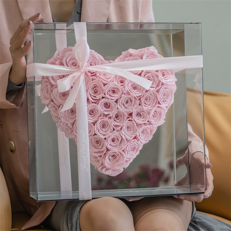 2024 Tiktok hot selling valentine gifts Preserved rose in acrylic mirror box with Eternal Rose