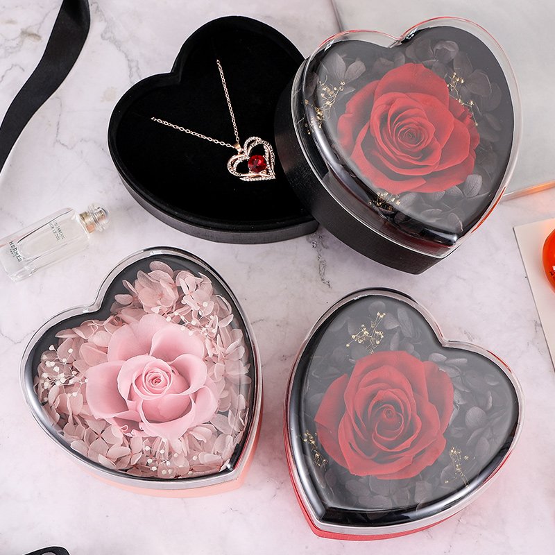New product Valentines Mother Day Gift Preserved Roses in Acrylic Box Preserved Roses Box gift boxes for present