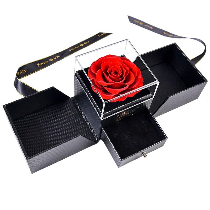 Eternal Forever Red Immortal Rose Preserved Roses Flowers Acrylic Boxes Mothers Day For Valentine's Day Gift