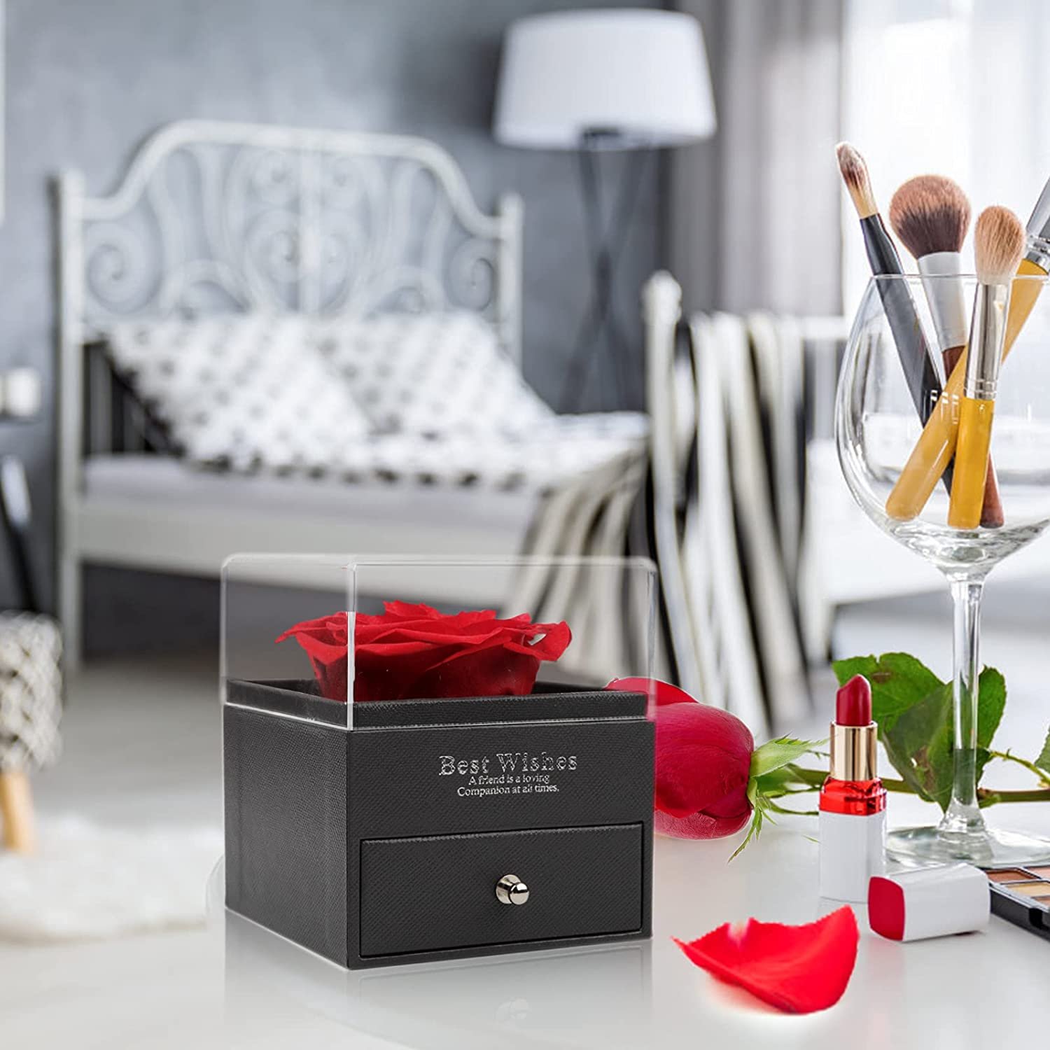AA-1 wholesale top seller decoration flowers valentines day eternal rose preserved rose flowers in acrylic gift box