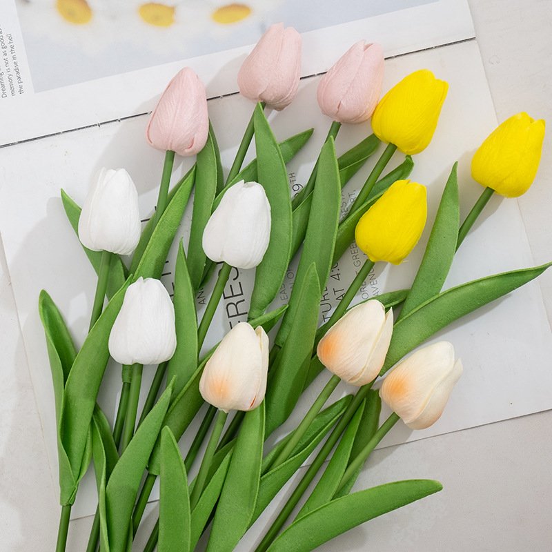 New Arrival Artificial Flower Real Touch Tulip Stem Realistic Tulip Artificial Flower