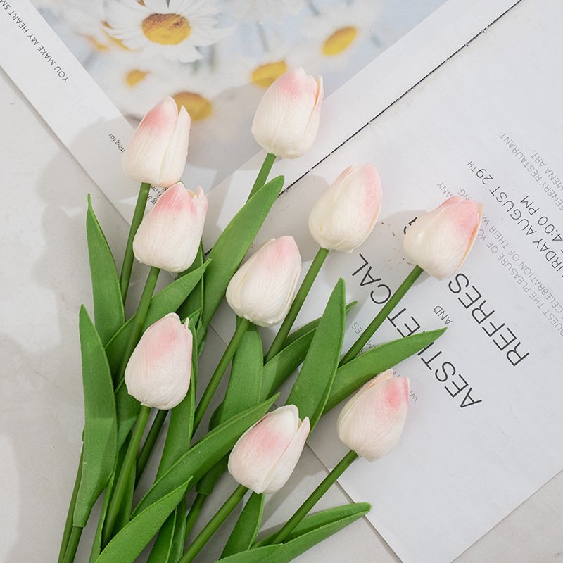 New Arrival Artificial Flower Real Touch Tulip Stem Realistic Tulip Artificial Flower