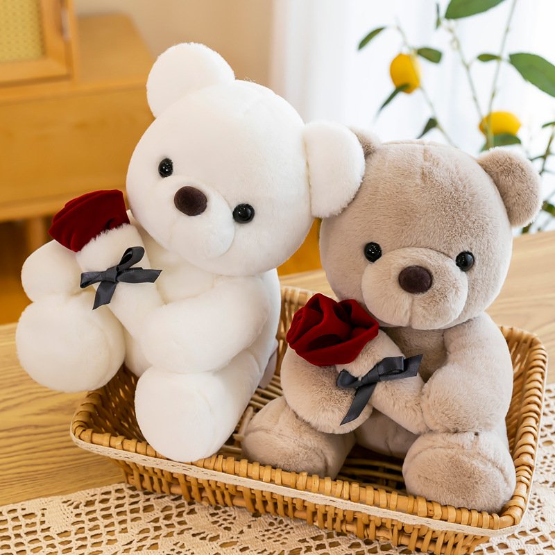 25/40/50cm Tall Wholesale Bedtime Toys Valentines Stuffed Animal Plush Love Teddy Bear Plush Toy With Rose