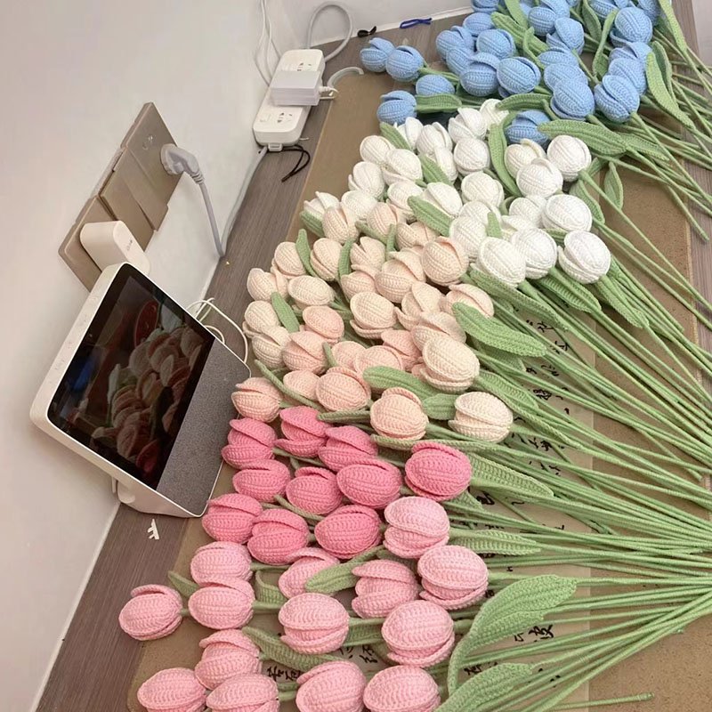New creative gifts product handmade Knitting large bouquet Flowers wool cotton Crochet Flowers for wedding birthday gift