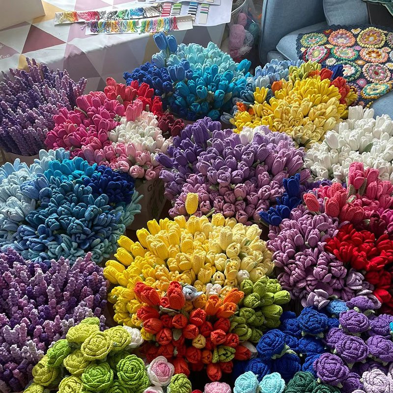 New creative gifts product handmade Knitting large bouquet Flowers wool cotton Crochet Flowers for wedding birthday gift
