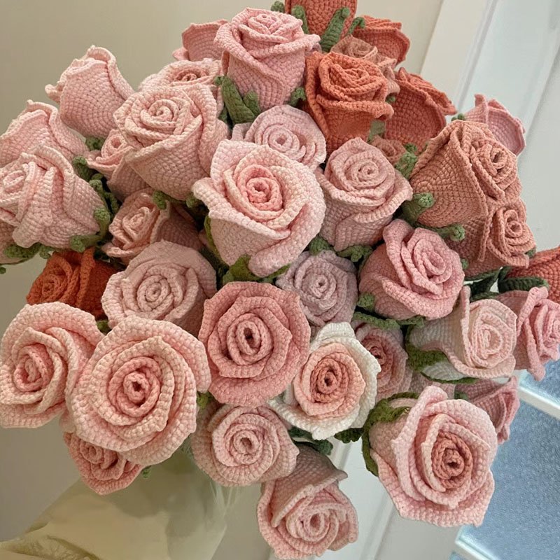 New creative gifts product handmade Knitting large bouquet Flowers wool cotton Crochet Flowers for wedding birthday gift