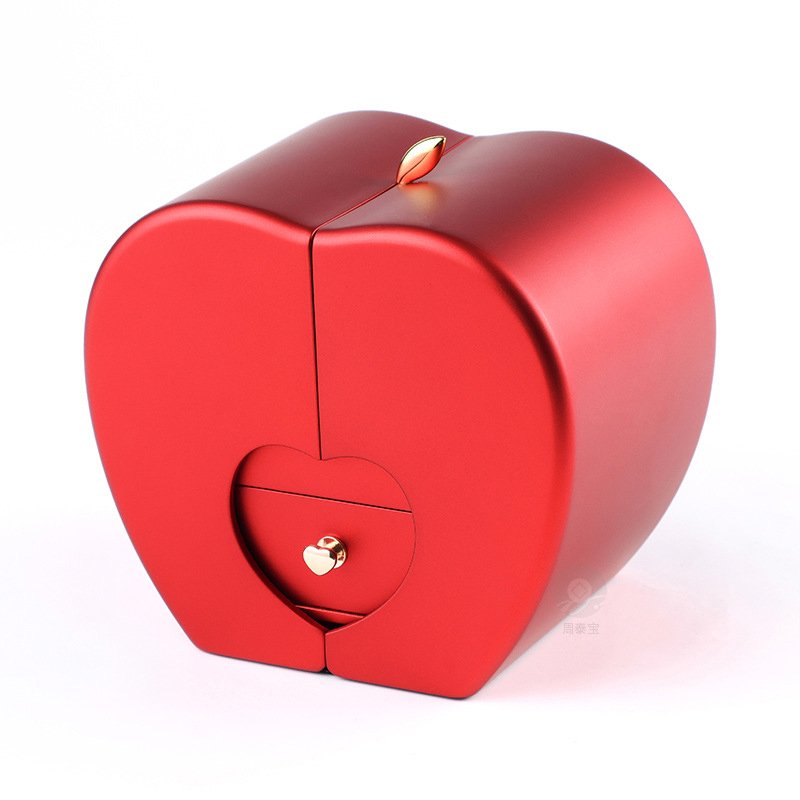 China Factory Price Wholesale Eternal Roses Preserved Flower With Apples Acrylic Drawer Box With Necklace For Valentine'S Gift