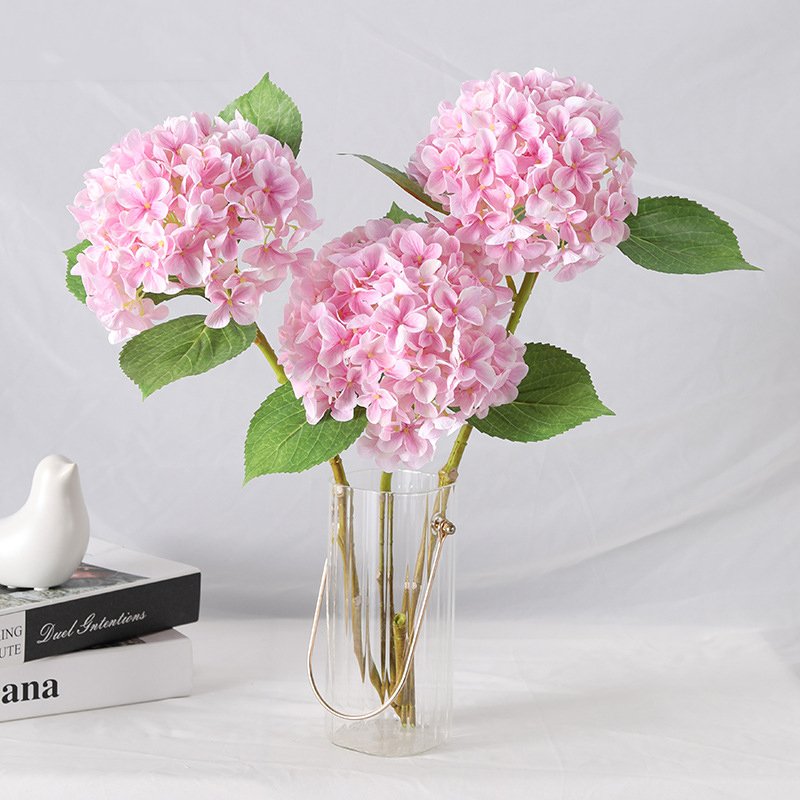 M-H113 Wholesale Luxury Large Pink Blue Silk Faux Hydrangeas Flower Wedding Decoration Artificial Flowers Hydrangea