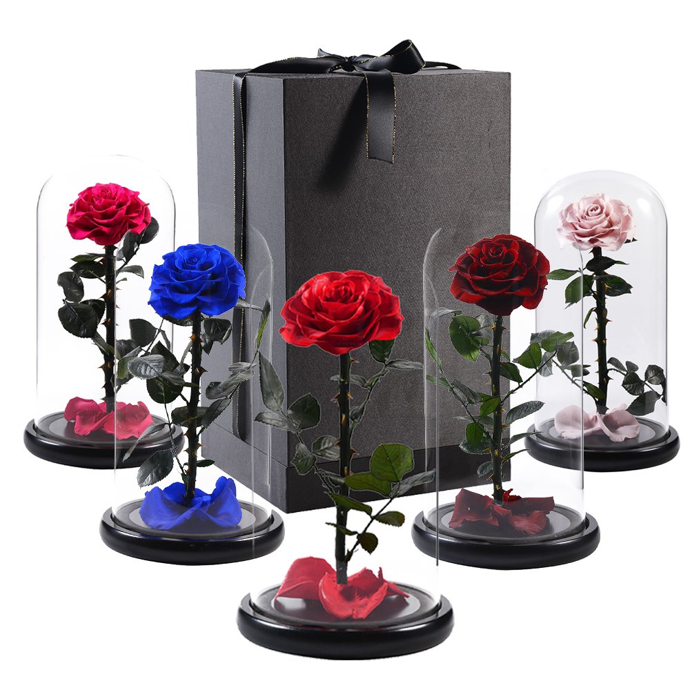 Rose In LED Glass Dome Artificial Flowers Forever Rose Red Rose Valentine's Day Mother's Day Special Romantic Gift