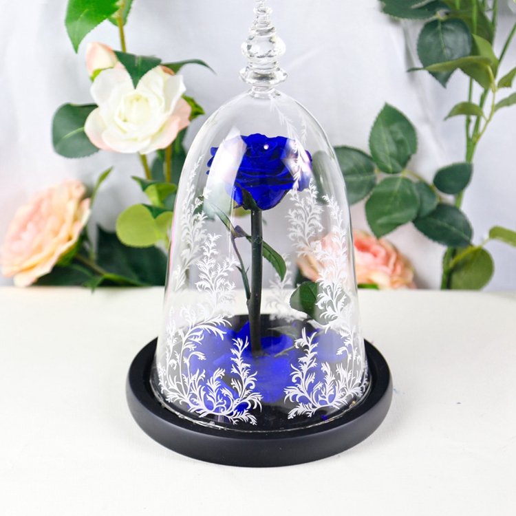 Birthday Party Gift Glass Flower Box With Rose Branches Christmas Presents Flower Preserved Natural in Glass Dome