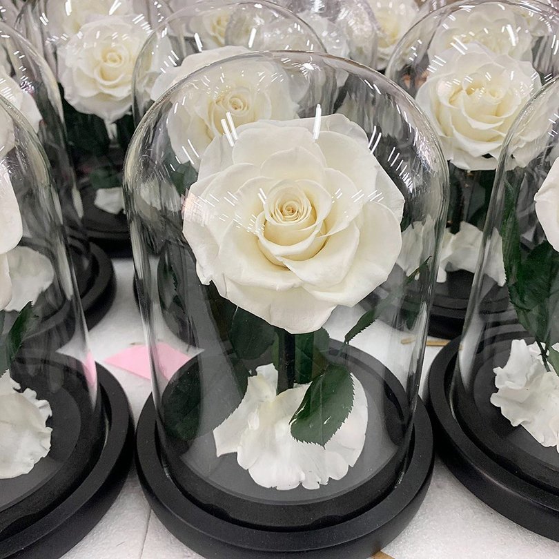 wholesale artificial eternal preserved rose flower preserved flowers and plants preserved flower in glass dome gold