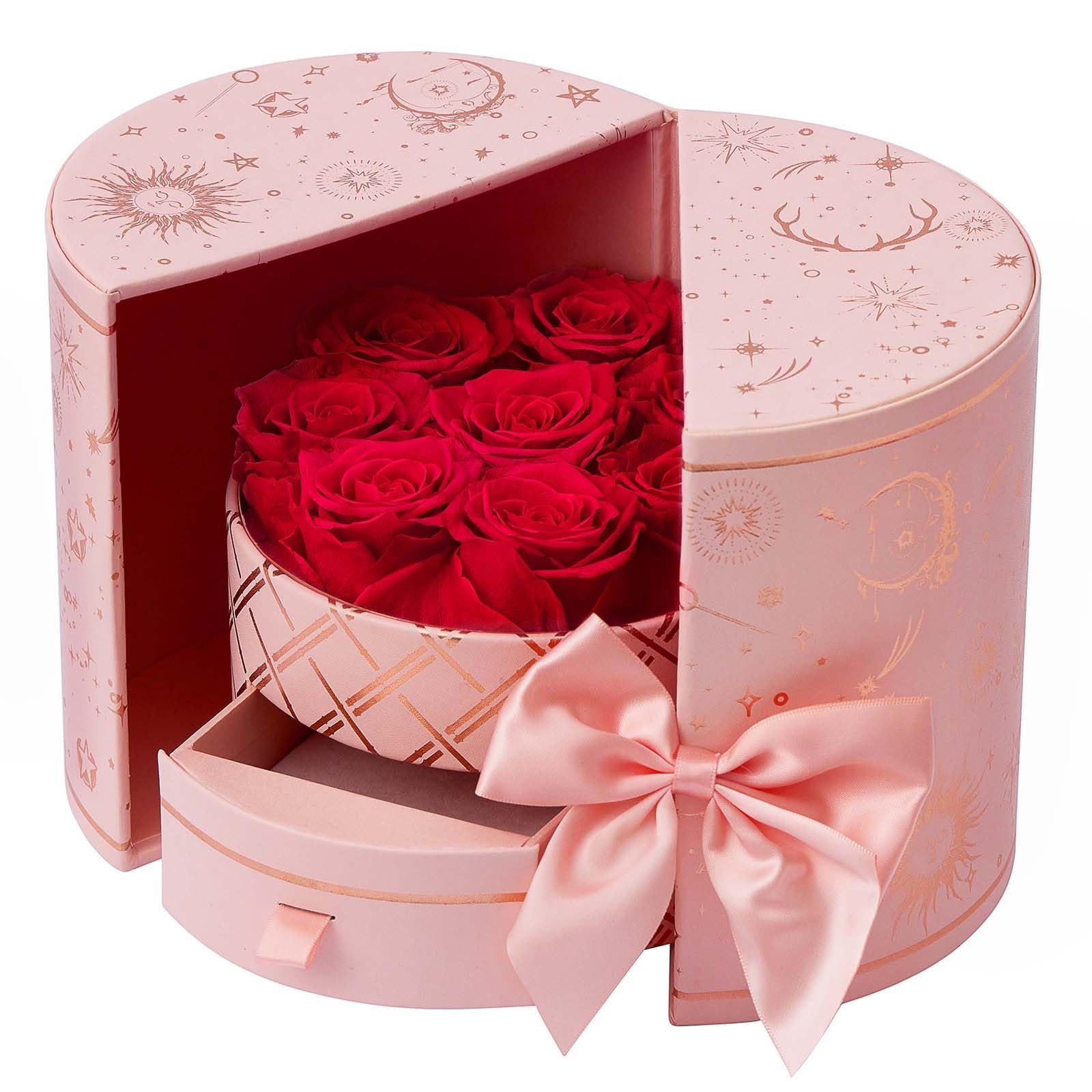 Christmas Valentines Gift Luxury Eternal Preserved Roses Pink Flower Box Real Natural Long Lasting Preserved Rose For Your Girl