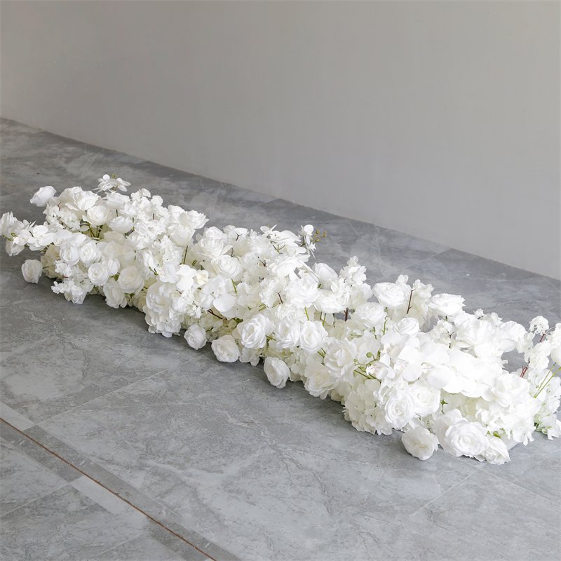 LFB2288-runner Artificial Flower Table Centerpiece Flower Runner Orchid Rose Preserved Flower Garland Decor Floral Aisle Row