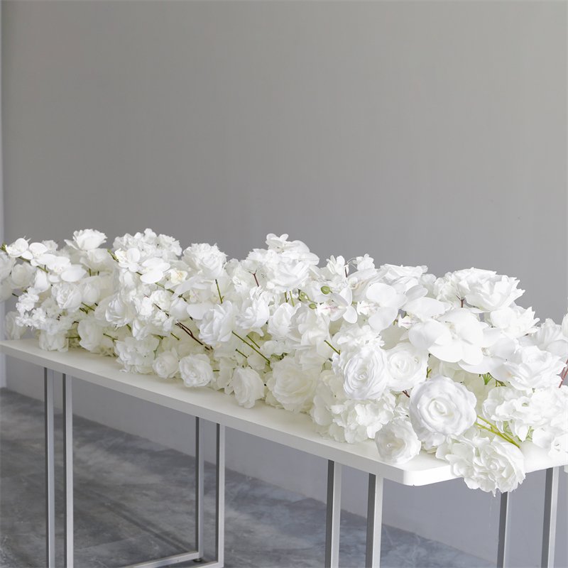 LFB2288-runner Artificial Flower Table Centerpiece Flower Runner Orchid Rose Preserved Flower Garland Decor Floral Aisle Row