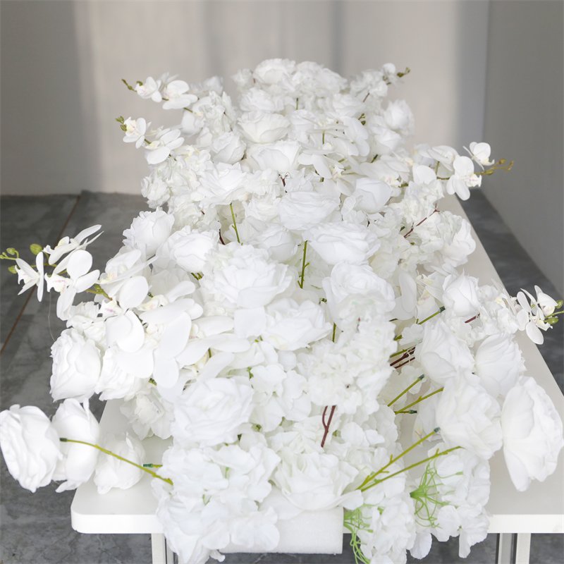 LFB2288-runner Artificial Flower Table Centerpiece Flower Runner Orchid Rose Preserved Flower Garland Decor Floral Aisle Row