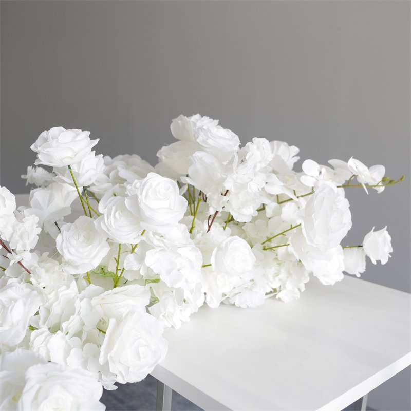 LFB2288-runner Artificial Flower Table Centerpiece Flower Runner Orchid Rose Preserved Flower Garland Decor Floral Aisle Row