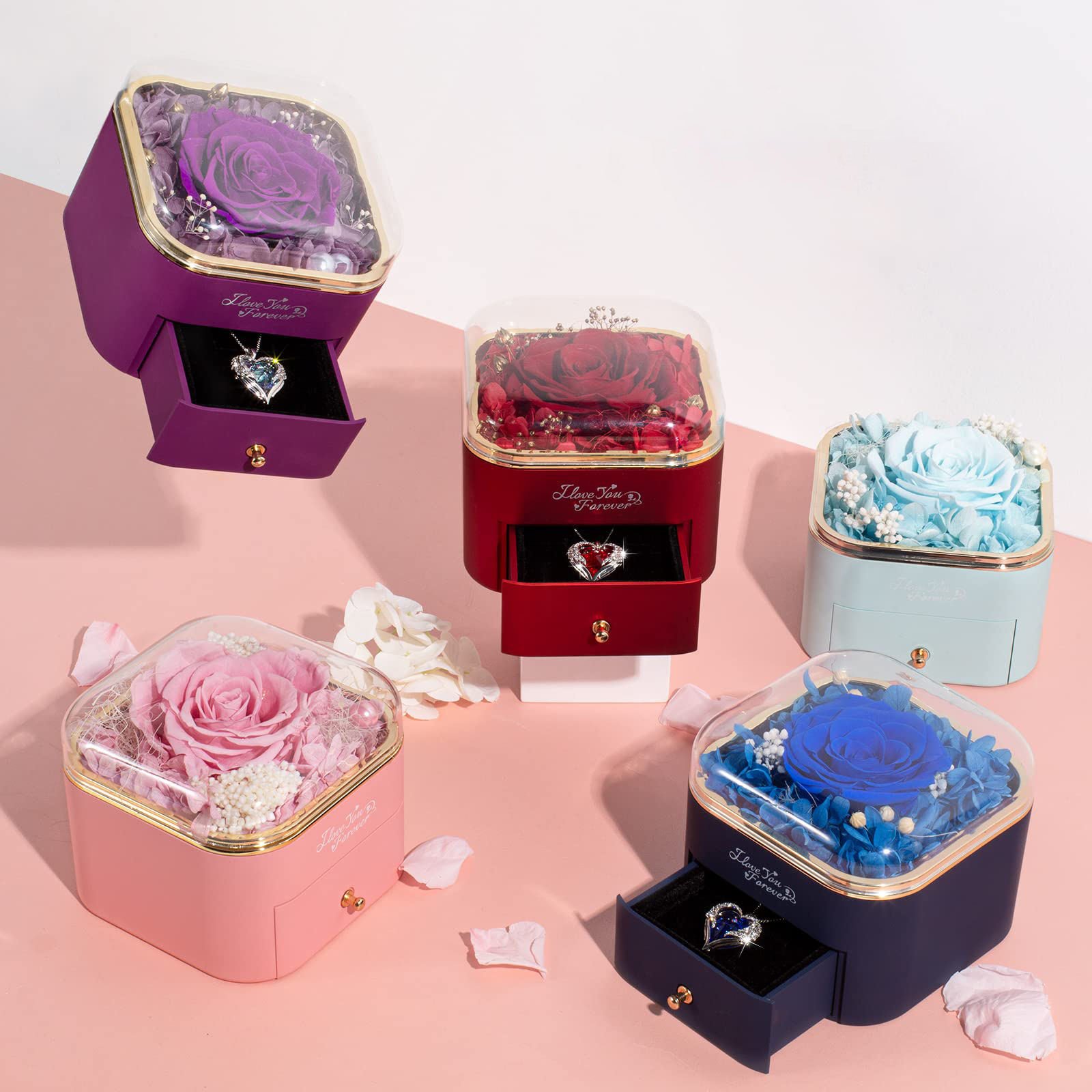 wedding gift for guest eternal real rose preserved flowers jewelry box eternal rose gift box for women