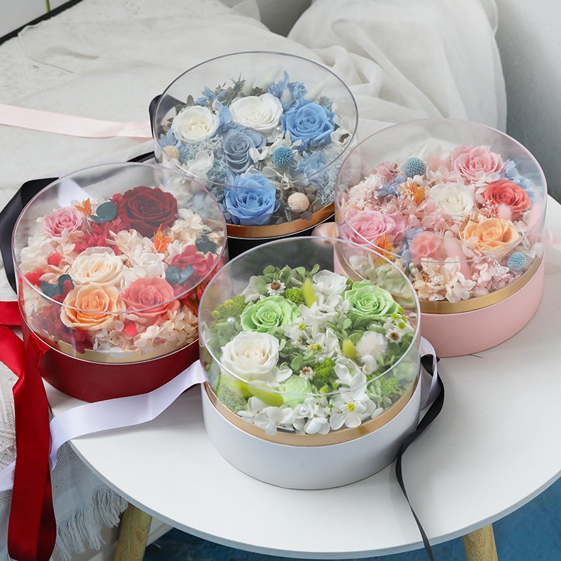 Valentines Mothers Day gift customized forever eternal roses luxury gifts in high-end leather gift box flower preserved roses
