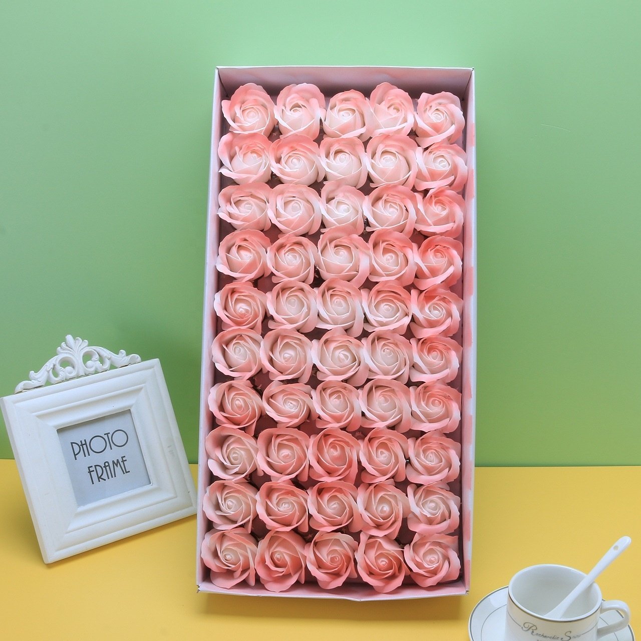 Soap Flowers Roses Wholesale Valentines Day Gift 2023 50 PCS Pink Scented Plant Essential Oil Roses Flowers Soap for Women Gift