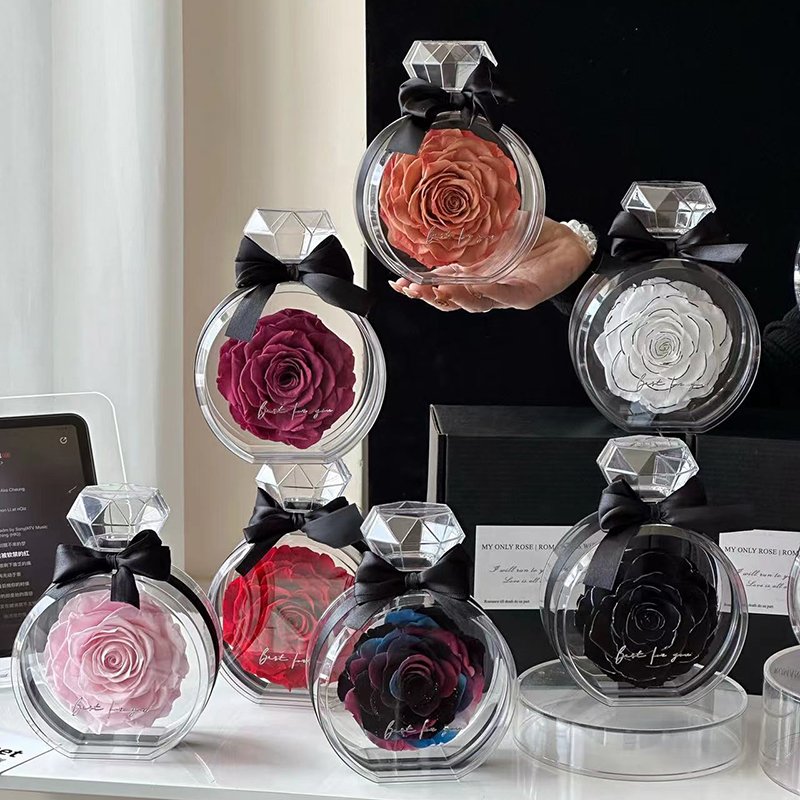 forever preserved flower souvenir gift eternal rose in perfume bottle acrylic gift box eternal preserve roses flowers