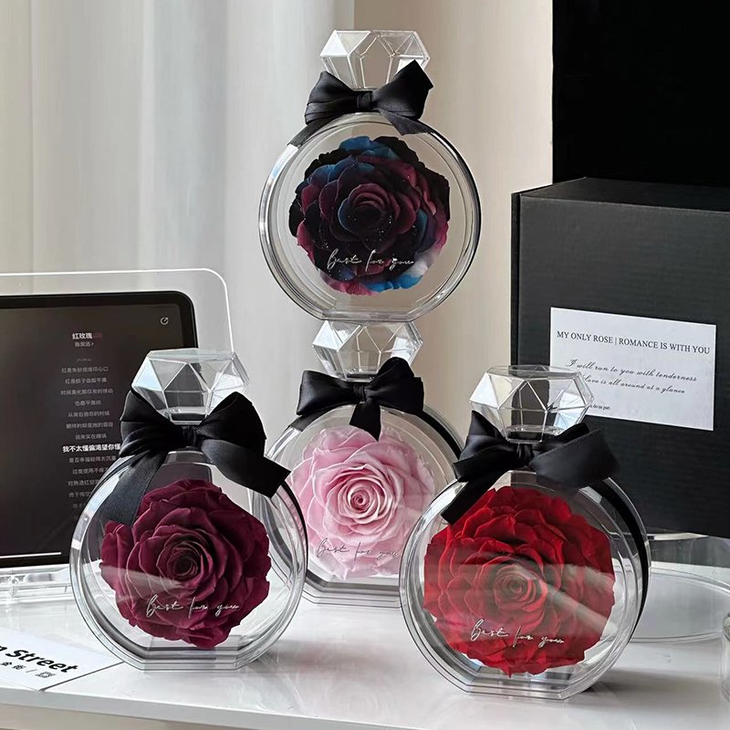forever preserved flower souvenir gift eternal rose in perfume bottle acrylic gift box eternal preserve roses flowers