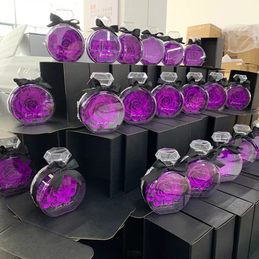 forever preserved flower souvenir gift eternal rose in perfume bottle acrylic gift box eternal preserve roses flowers