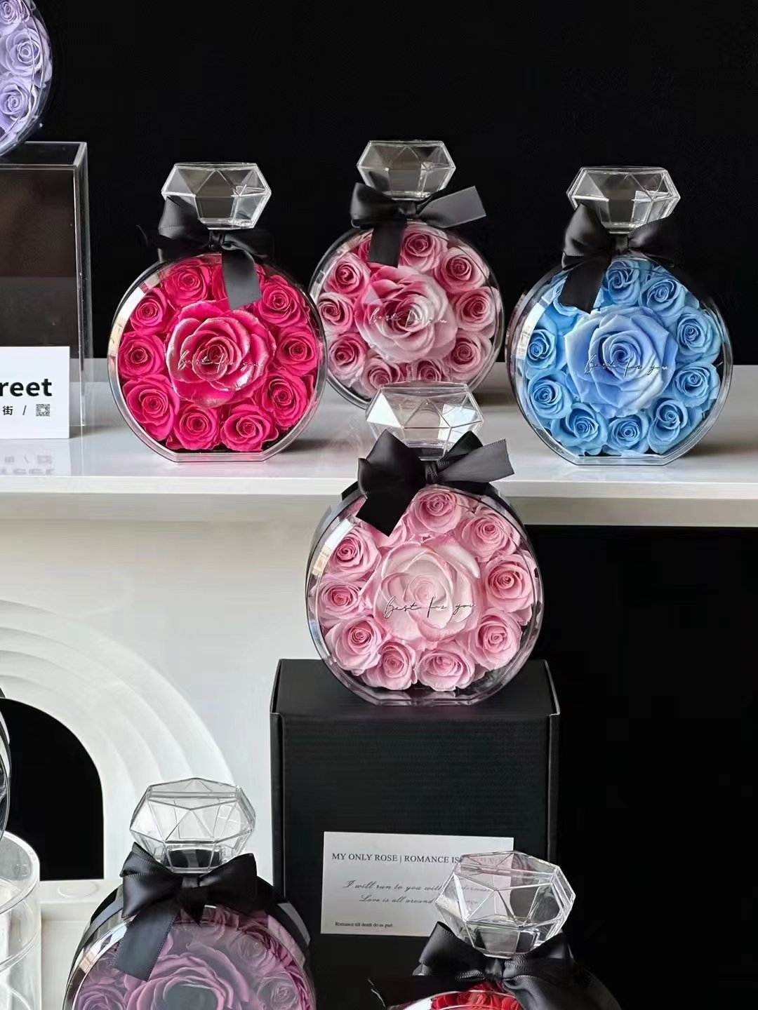 forever preserved flower souvenir gift eternal rose in perfume bottle acrylic gift box eternal preserve roses flowers