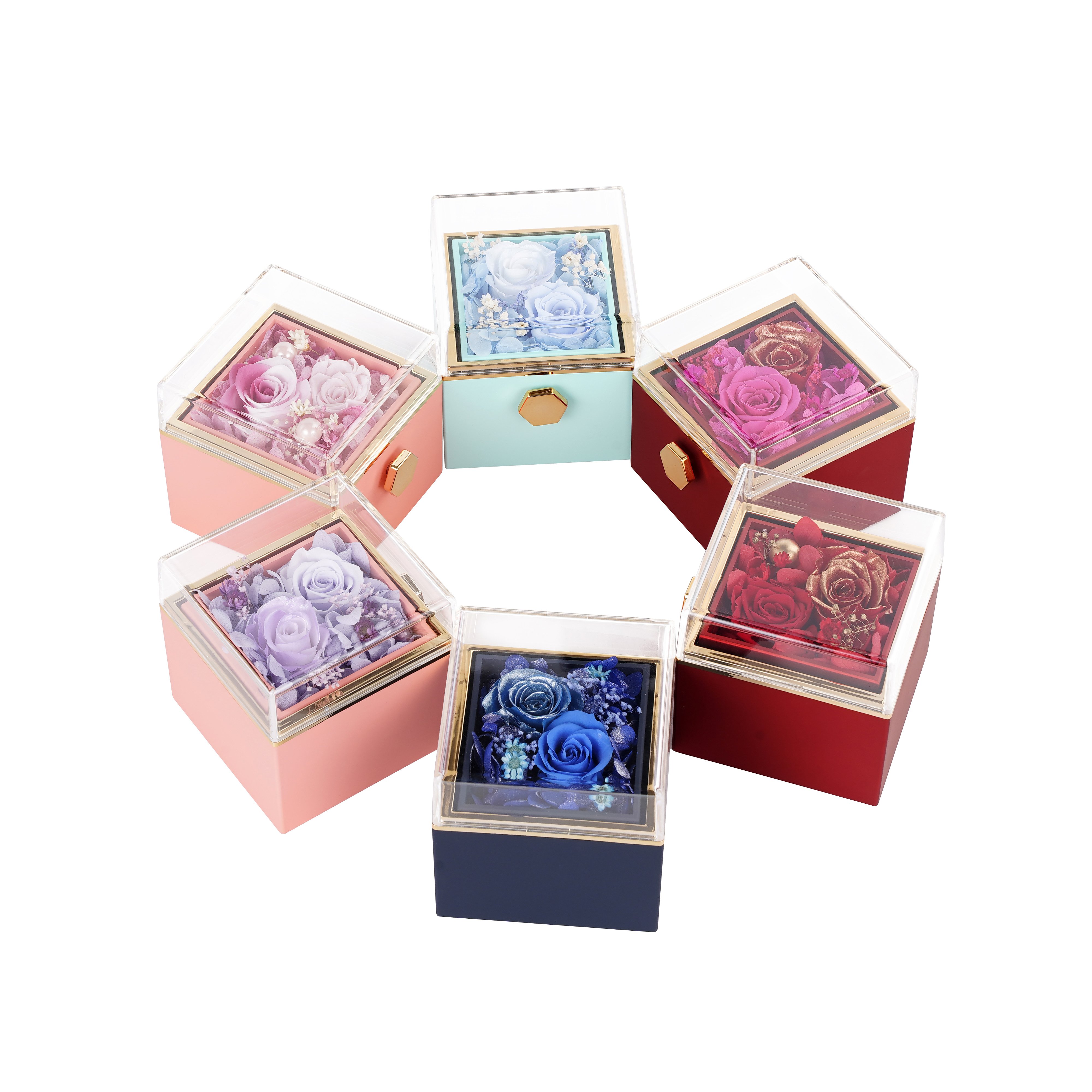 Valentines day gift everlasting forever preserved eternal flower rose jewelry box for rose and jewelry with jewelry box roses