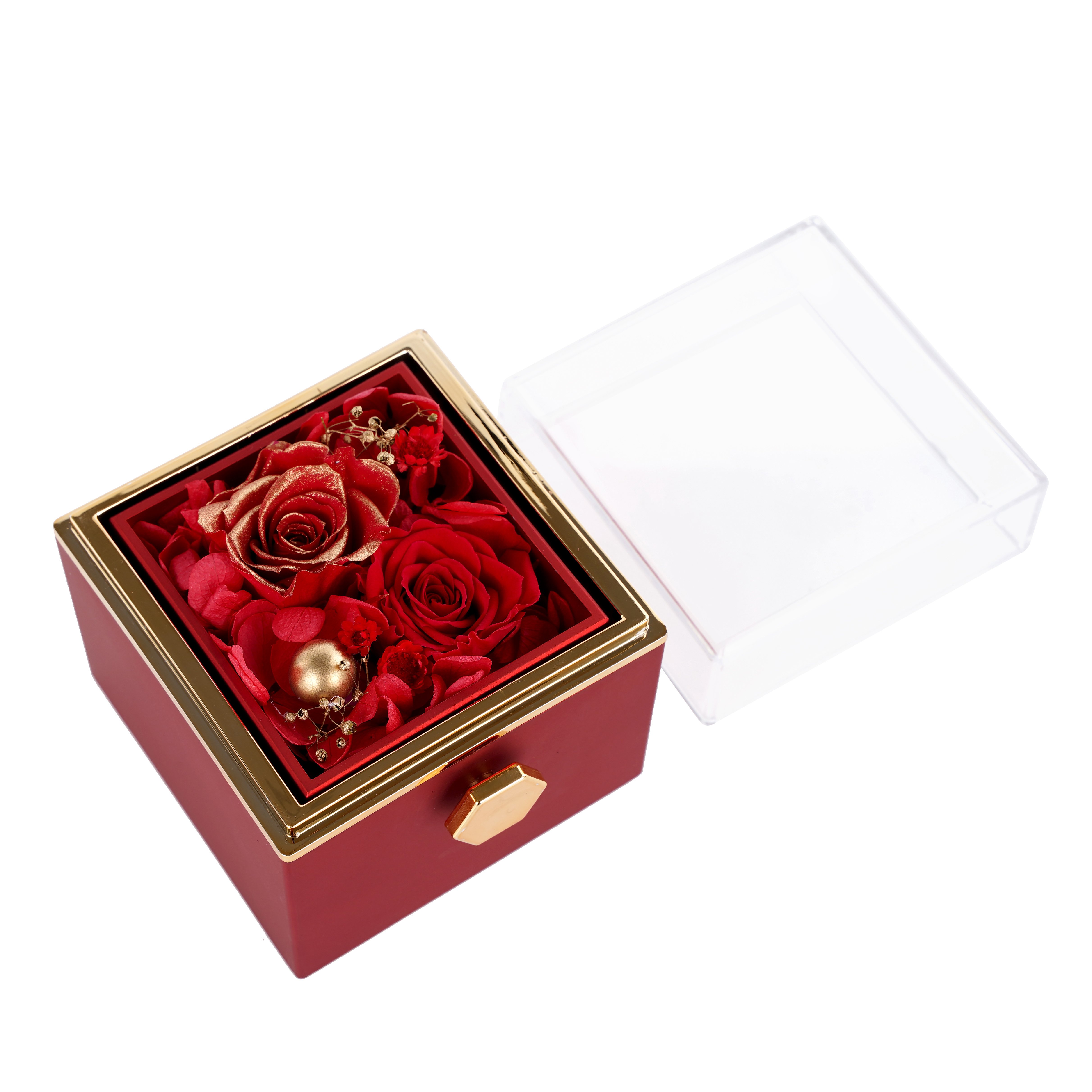 Valentines day gift everlasting forever preserved eternal flower rose jewelry box for rose and jewelry with jewelry box roses