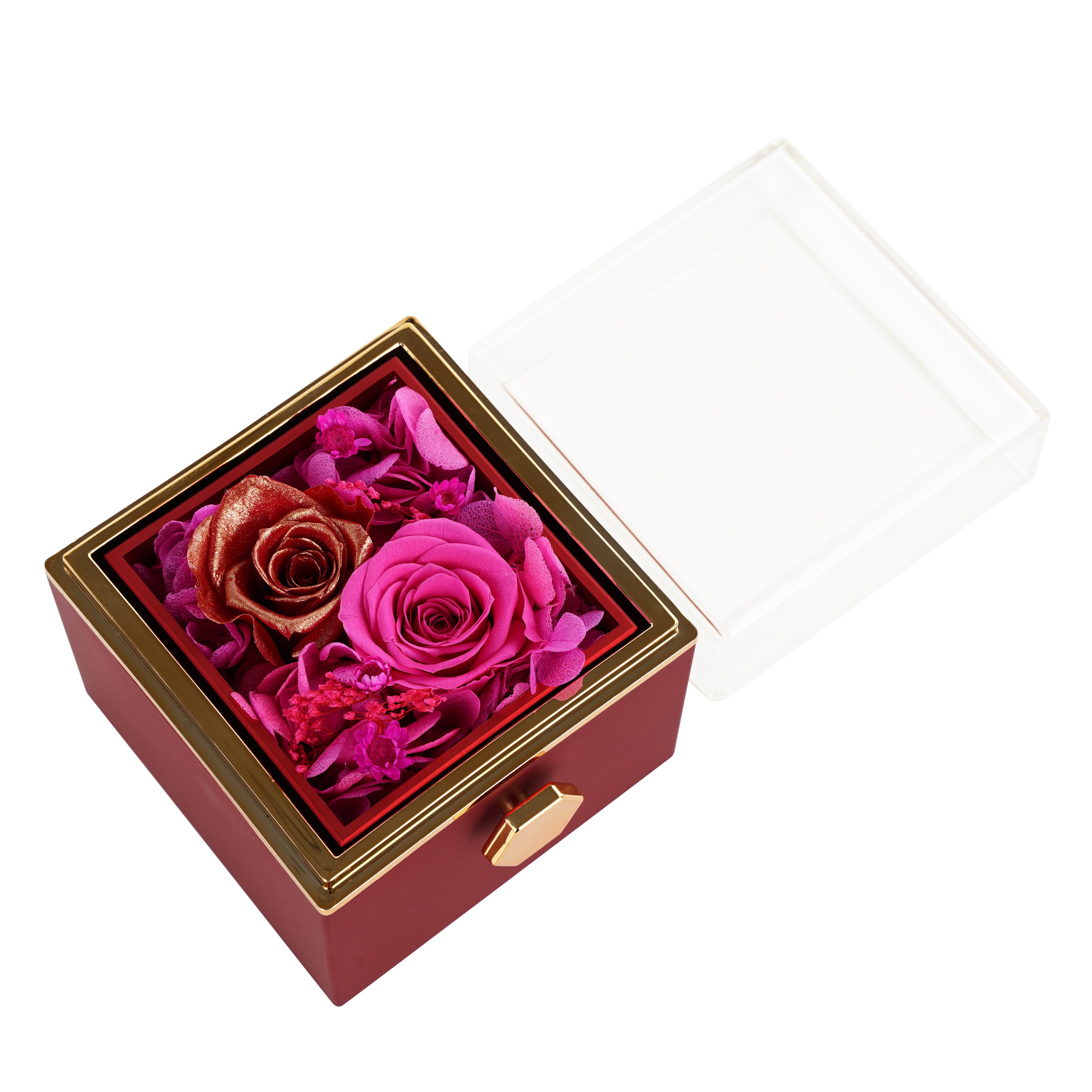 Valentines day gift everlasting forever preserved eternal flower rose jewelry box for rose and jewelry with jewelry box roses