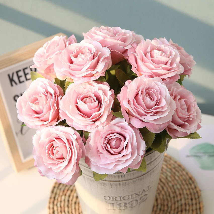 GIGA High Quality Pink Artificial Magic Rose Flower Bulk Preserved Silk Cloth and Velvet for Garden Events Back to School