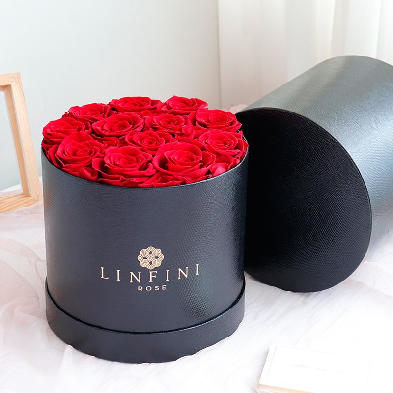 top seller Valentines Day Gift Immortal Infinity flower round box 16 roses preserved roses in box