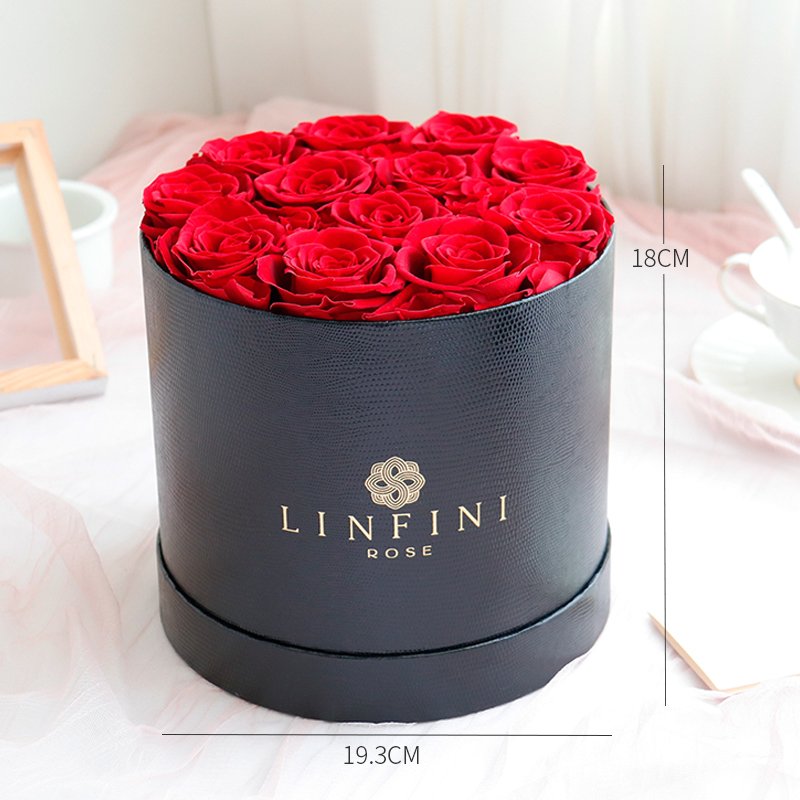 top seller Valentines Day Gift Immortal Infinity flower round box 16 roses preserved roses in box