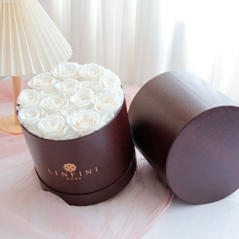 top seller Valentines Day Gift Immortal Infinity flower round box 16 roses preserved roses in box