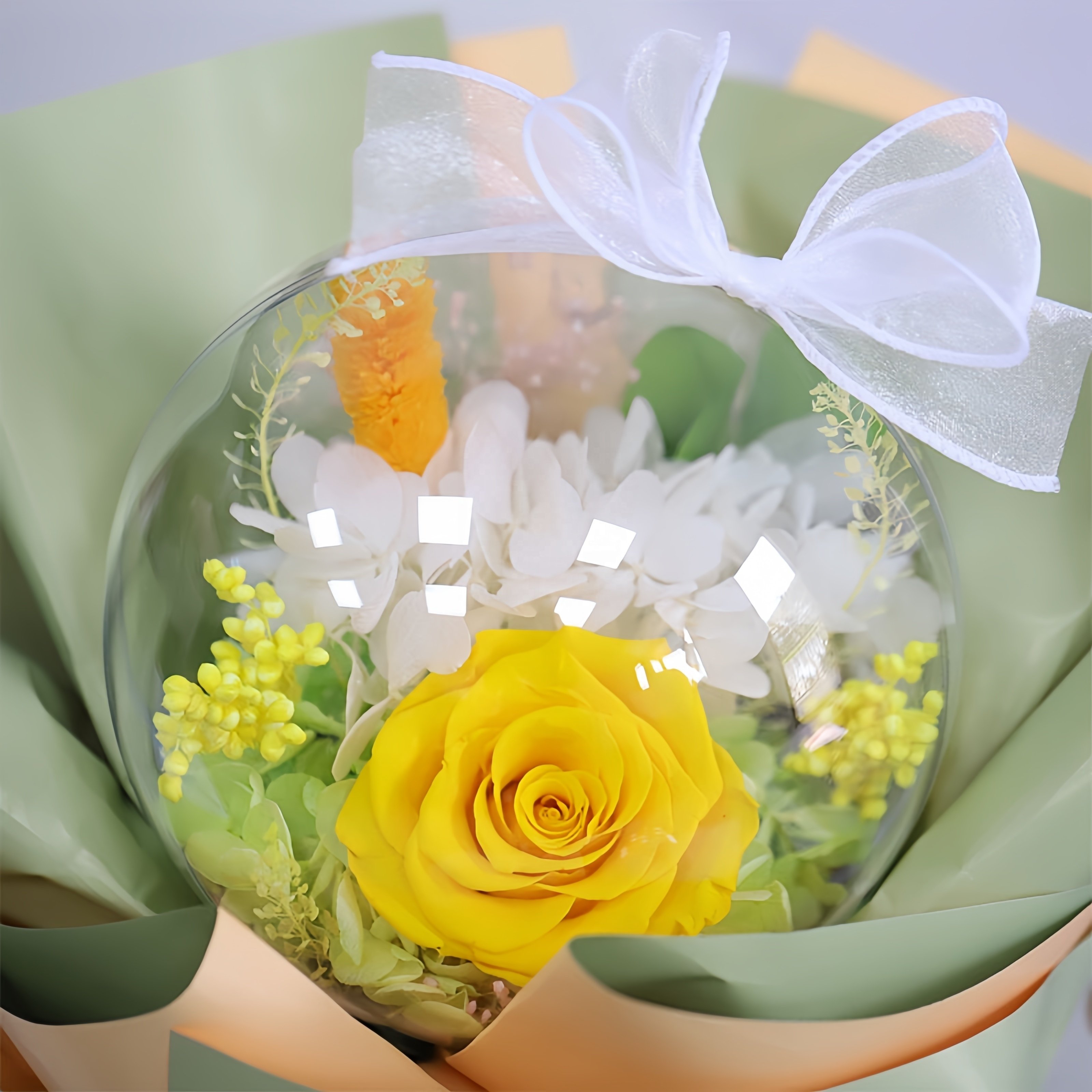 Wholesale Home decoration bo bo ball transparent clear gift box rose bouquet acrylic preserved flower for Christmas Valentines