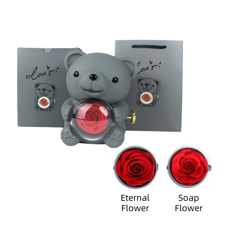 Wholesale lovely little bear transparent ring plastic jewelry box packaging gift box