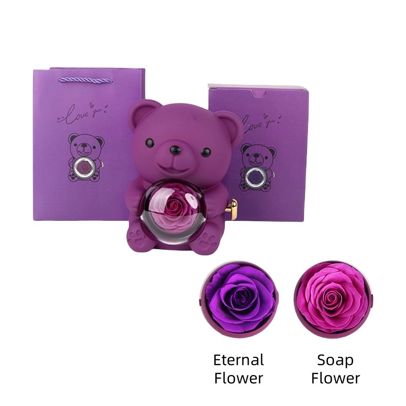 Wholesale lovely little bear transparent ring plastic jewelry box packaging gift box
