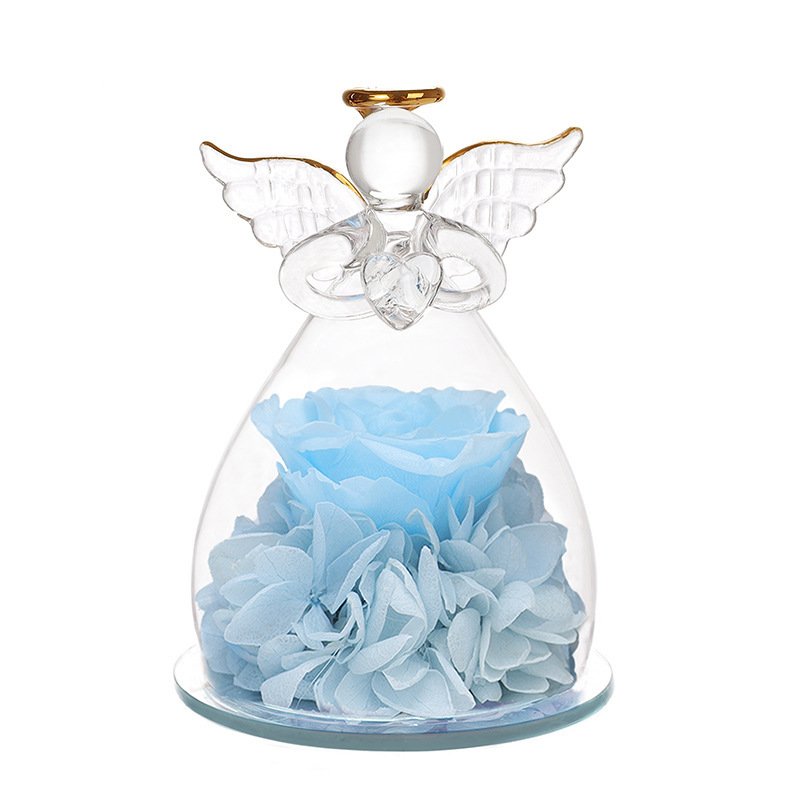 Wholesale Customization Natural Forever Preserved flower in Angle Glass Dome For Mother's Day Valentine Gift and Decor