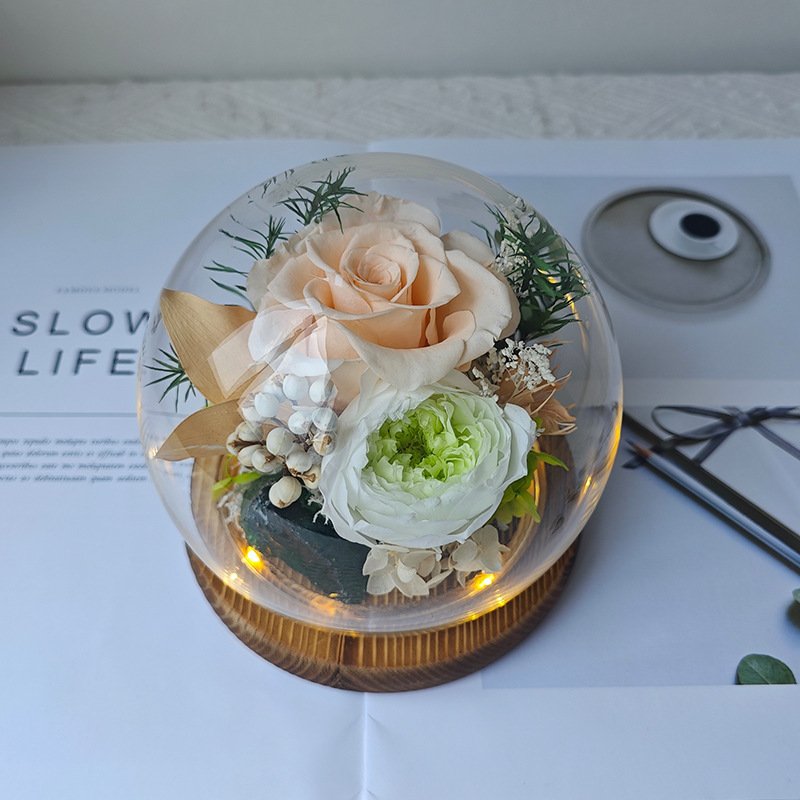 JUNAY 2024 Mother's Day Gift Real Preserved Flower Eternal Carnation Flower in Glass Dome Gifts for Mom Women