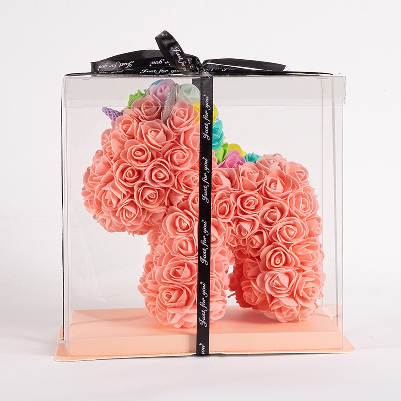2024 Factory Wholesale 25cm Rose Unicorn For Rose Valentine Day Gift Preserved Flower Rose Unicorn