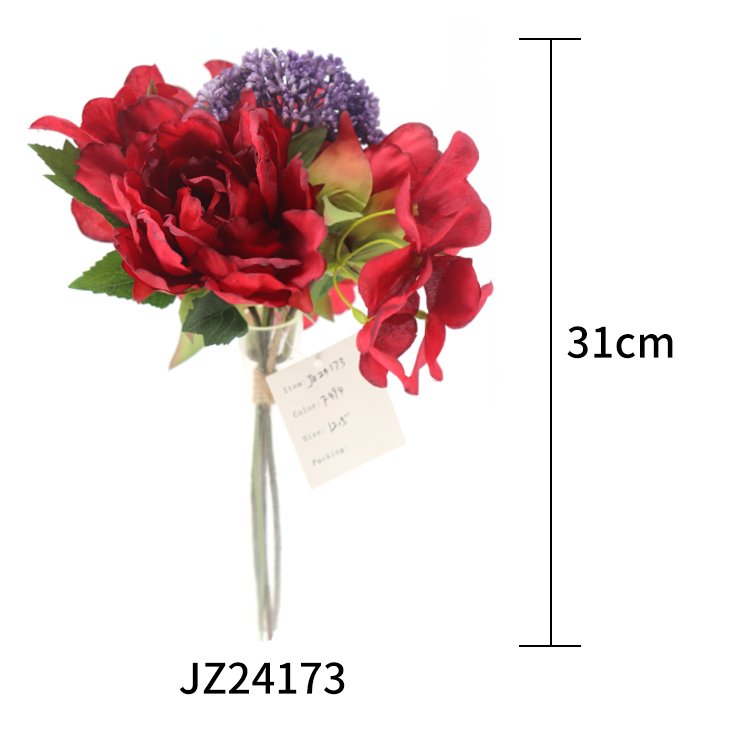 Wholesale 31cm 4-Head Wedding Decoration Artificial Peony Hydrangea Fruit Bouquet Preserved Flowers Plants Sale Artificial