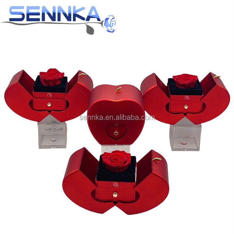 Sennka Christmas Apple Jewelry Box Necklace Ring Preserved Infinity Immortal Eternal Rose For Valentines wedding decoration