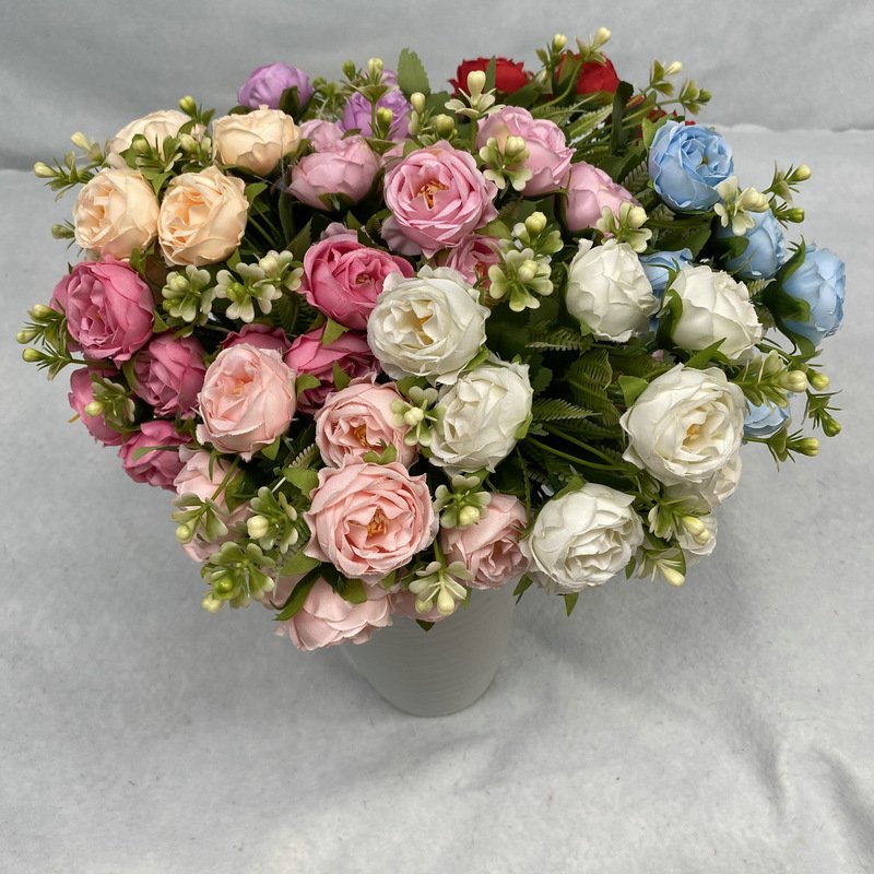 Home Decoration High quality Nordic Europe Simulation Silk sanding Flower Bouquet Store Placement Artificial 10 Head Peony