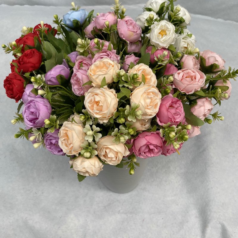 Home Decoration High quality Nordic Europe Simulation Silk sanding Flower Bouquet Store Placement Artificial 10 Head Peony