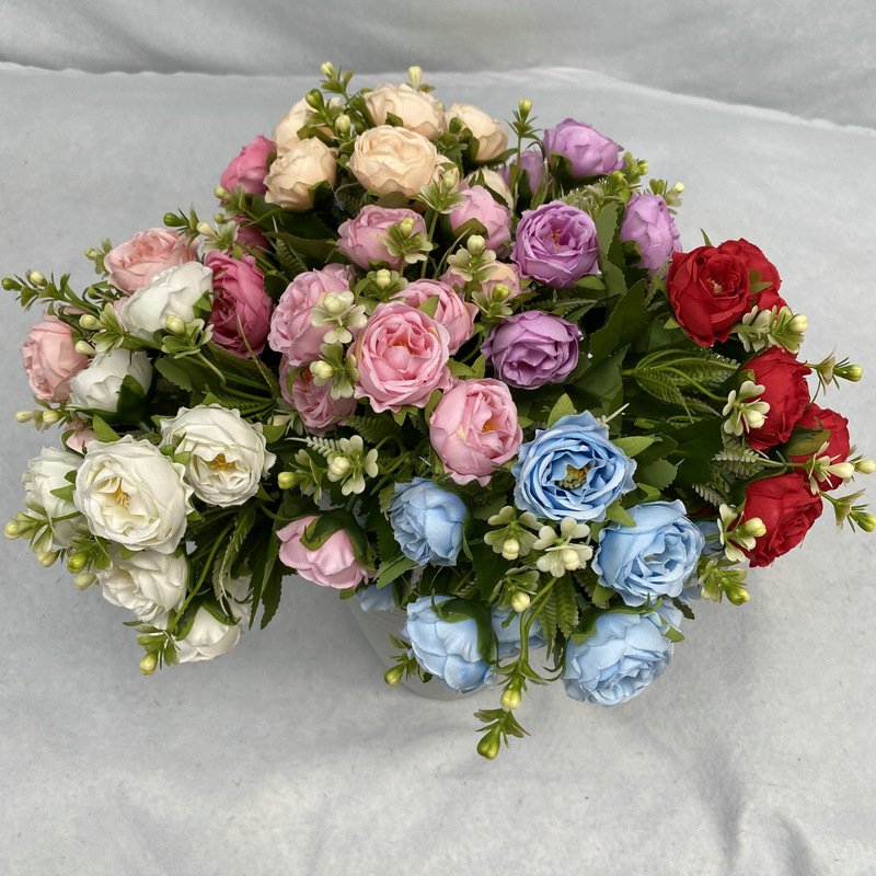 Home Decoration High quality Nordic Europe Simulation Silk sanding Flower Bouquet Store Placement Artificial 10 Head Peony