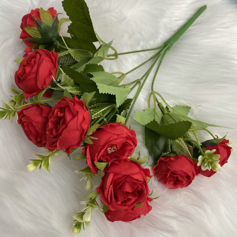Home Decoration High quality Nordic Europe Simulation Silk sanding Flower Bouquet Store Placement Artificial 10 Head Peony