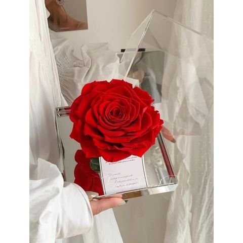 Wholesale Preserved flower acrylic Gift Box Valentine's Day gift for girlfriend super big single rose flower