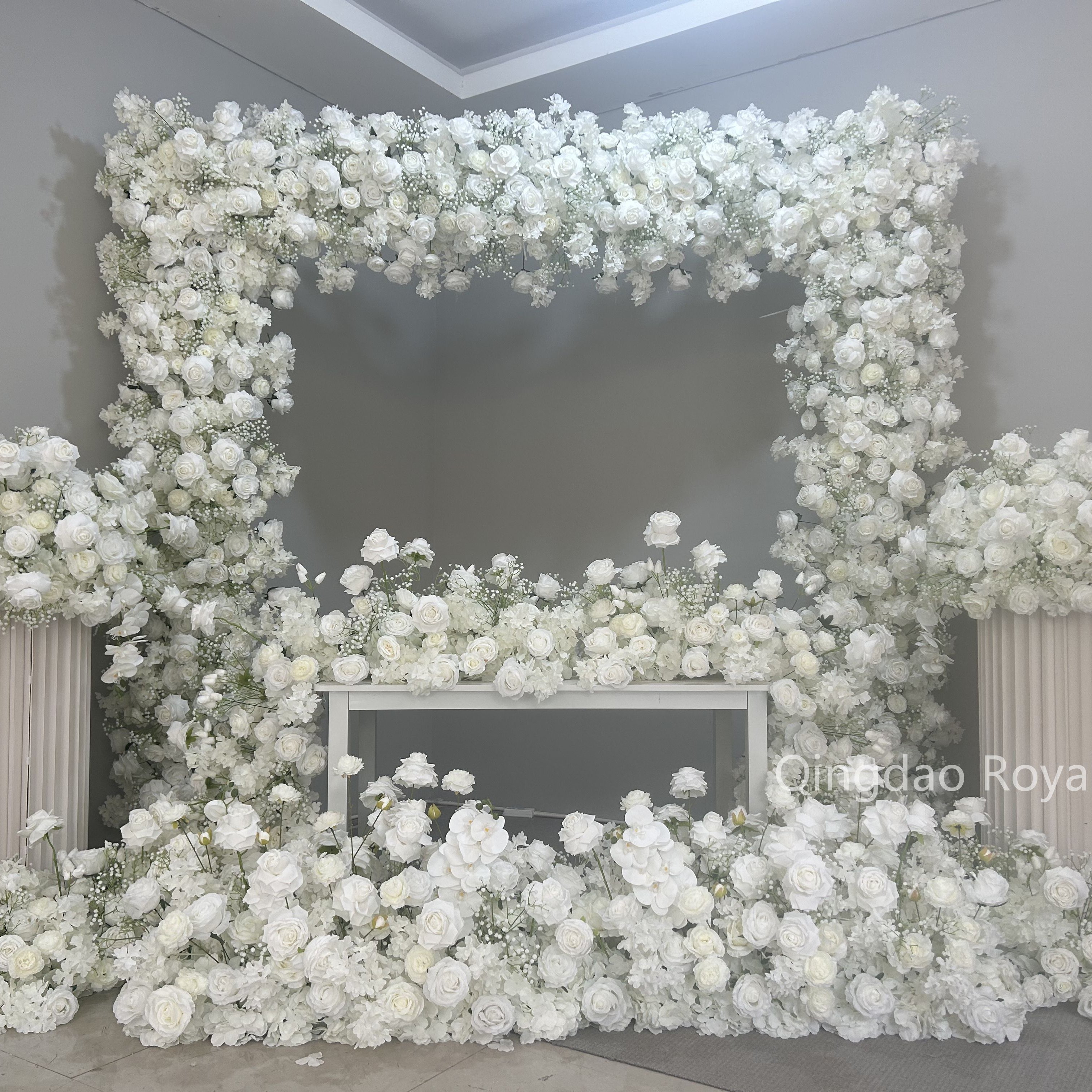 High Quality Silk Rose Orchid Flowers Runners Artificial Floral Runner Wedding Row Decoration Artificial Wedding Arch Flower