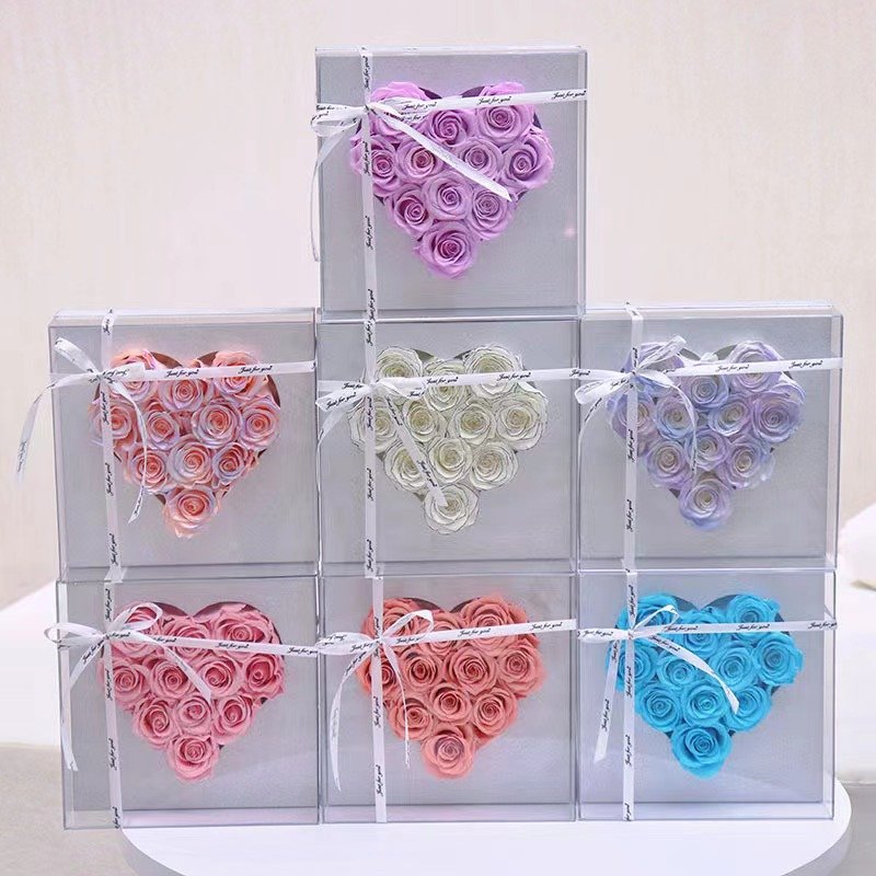 BLH Hot Selling Preserved Roses Heart Shaped Flower Best Gift for Valentine's Mother's Day Gift
