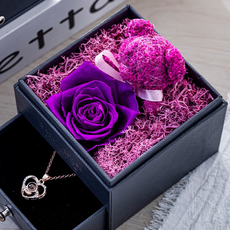 Gift Boxes Newest Valentine&#39;s Day Gift Teddy Bear Real Flower for Present Flowers with Eternal Rose Preserved Flower 0.269kg